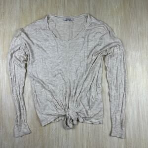 Madewell Heather Vanilla Beige Modern Tie-Front Lightweight Pullover Sweater